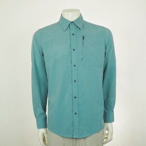 Marmot Button Down Shirt Mens Medium Blue Vented Casual Outdoor Hiking Tech